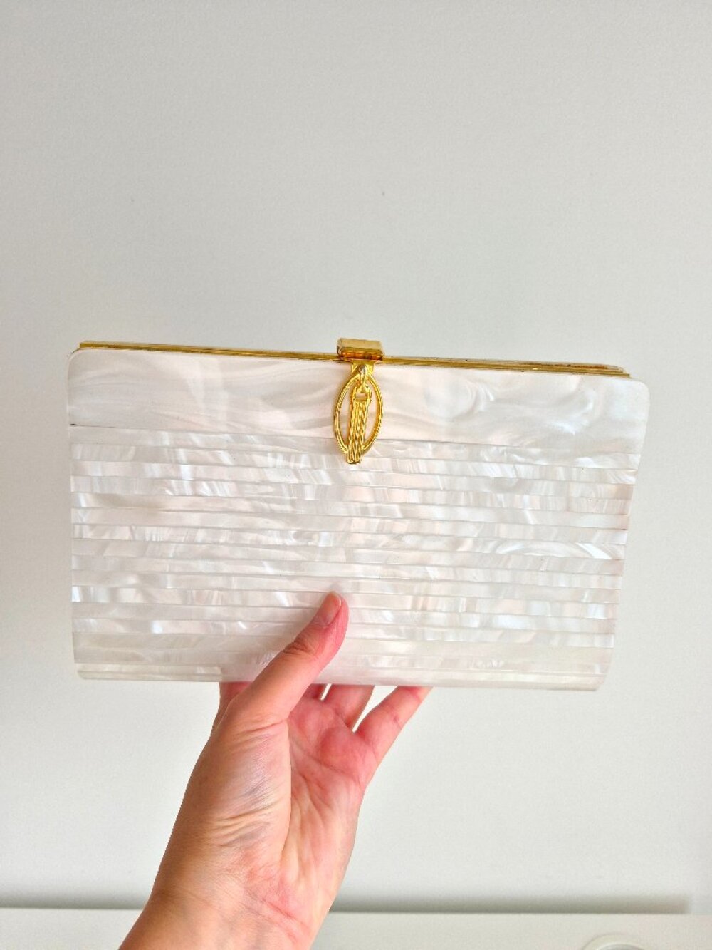 Vintage Style Mother of Pearl Effect Clutch Evening Purse/Marriage